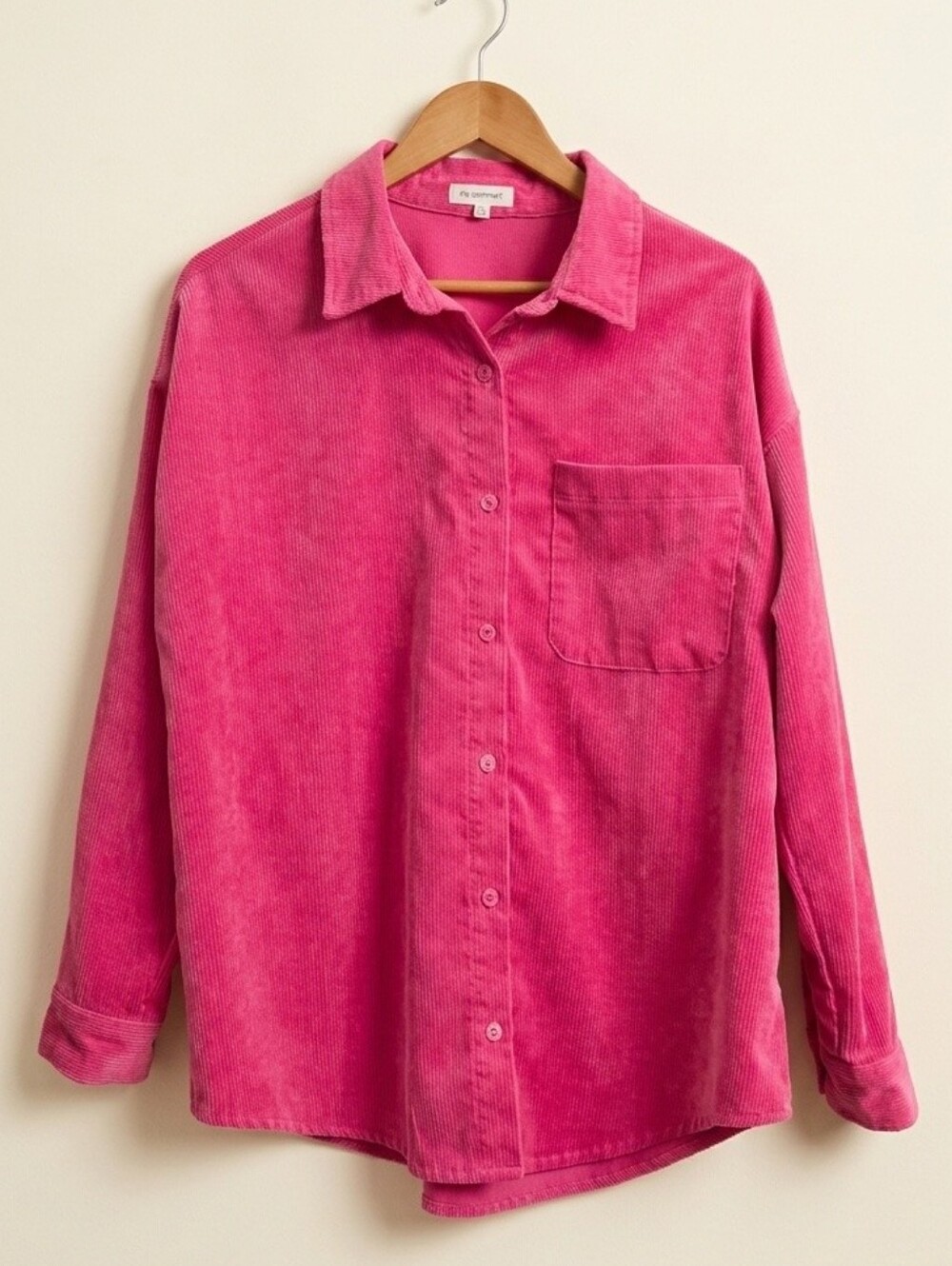 No Comment Hot Pink Corduroy Shacket
